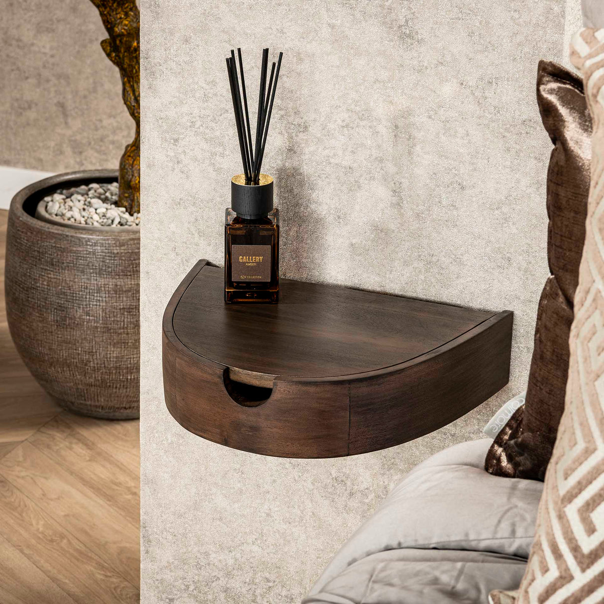 Zwevende Halfronde Nachtkastjes Set 2 Acacia