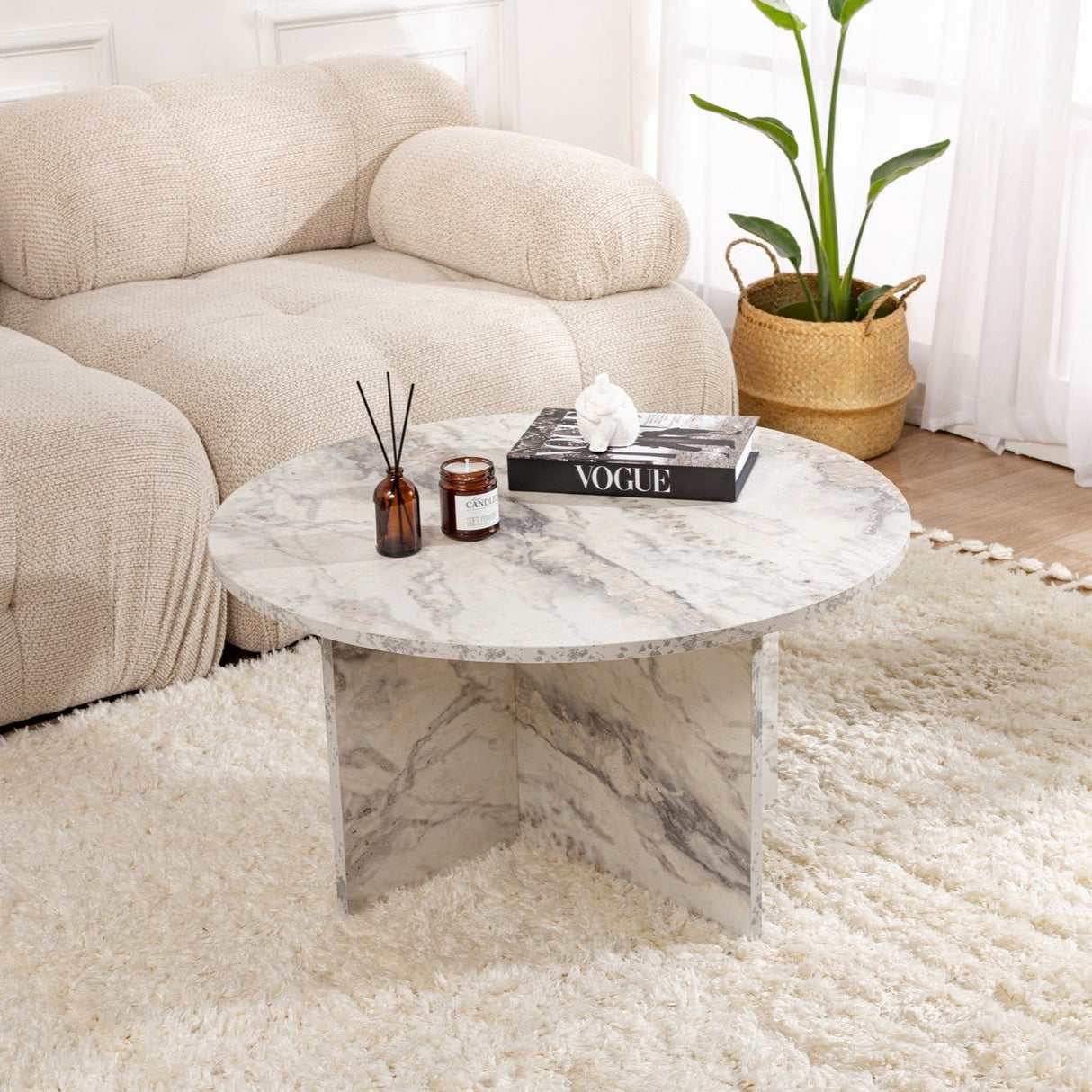 Ronde Salontafel Armo Marmerlook 80 cm