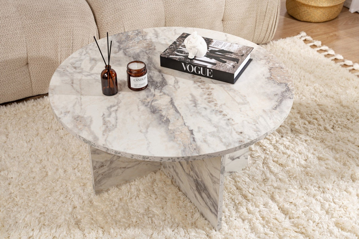 Ronde Salontafel Armo Marmerlook 80 cm