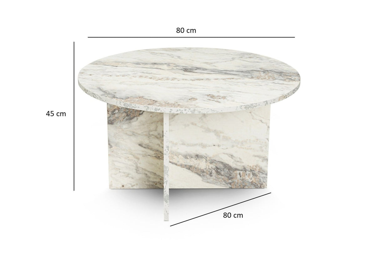Ronde Salontafel Armo Marmerlook 80 cm