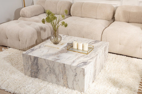 Moderne Salontafel Vierkant 90x90 cm Marmerlook Prasmi