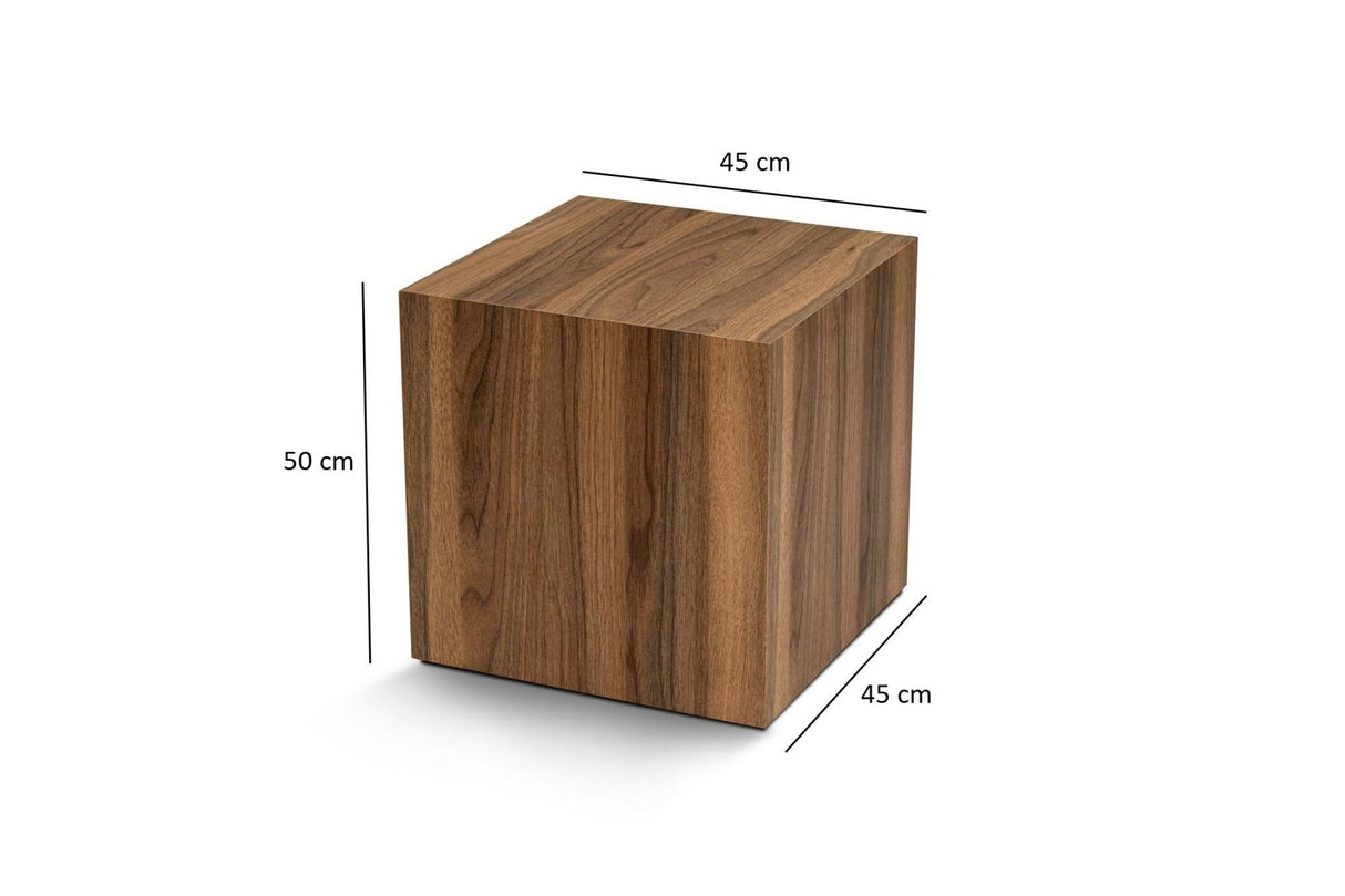 Moderne Bijzettafel Kuub Vierkant Walnoot look - 45x45x50 cm