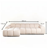 Banken-Hoekbank met lounge beige bouclé stof - strepen - links - Brix-Dimehouse