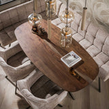 Deens ovale eettafel walnoot bruin massief acaciahout Tavon 150x90 cm