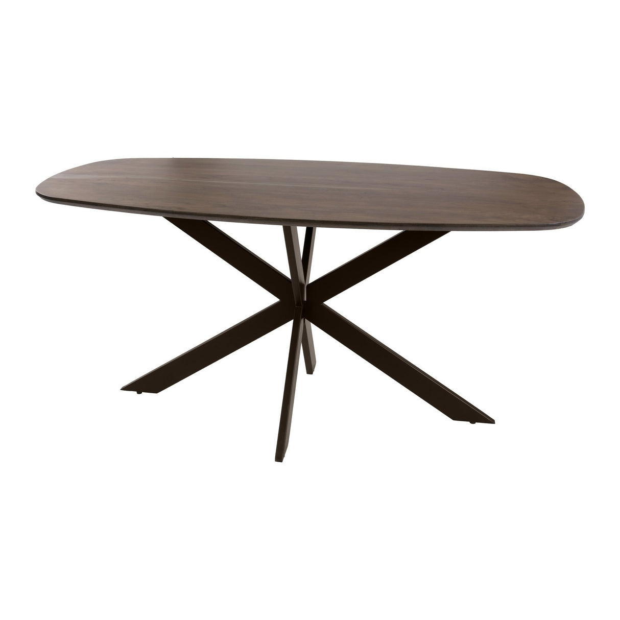 Eettafels - Deens ovale eettafel walnoot bruin massief acaciahout Tavon 180x95 cm - Dimehouse