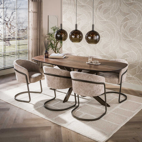 Deens ovale eettafel walnoot bruin massief acaciahout Tavon 215x105 cm