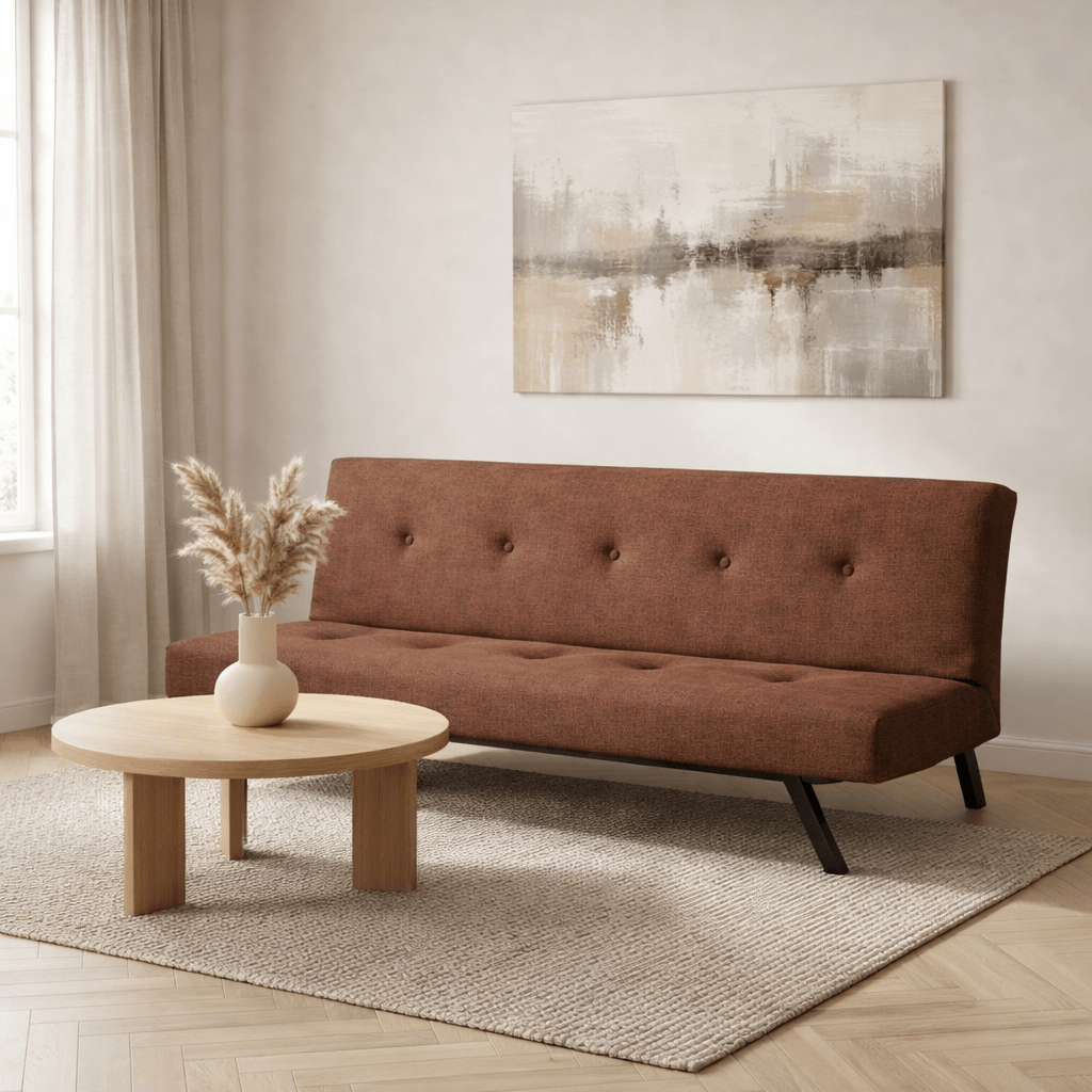 Slaapbanken - Slaapbank Zoly Bruin Stof 3 - Zits - 180 cm - Zonder armleuningen - Zoly - Dimehouse