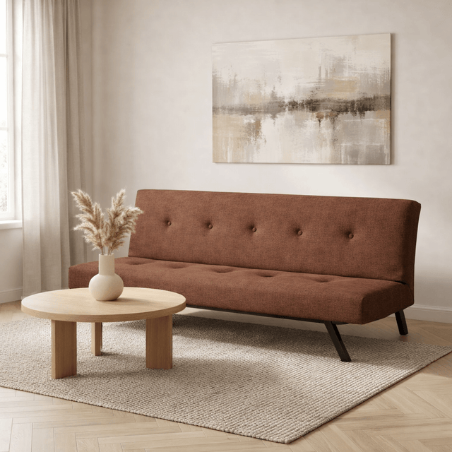 Slaapbanken - Slaapbank Zoly Bruin Stof 3 - Zits - 180 cm - Zonder armleuningen - Zoly - Dimehouse
