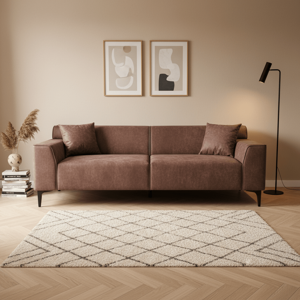 3-zits bank bruin microvezel stof Davidson