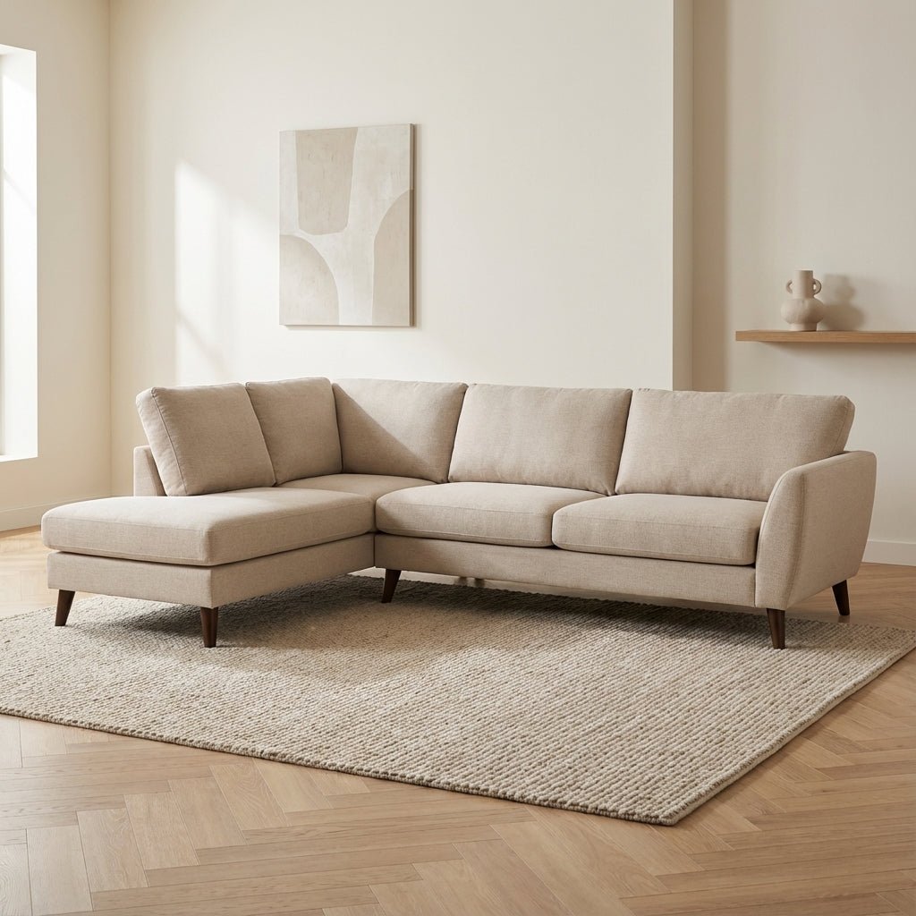 3-zits hoekbank Asher beige sfeerfoto in modern interieur