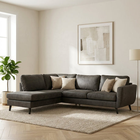 3-zits hoekbank Callum stof groen links sfeerfoto in modern interieur