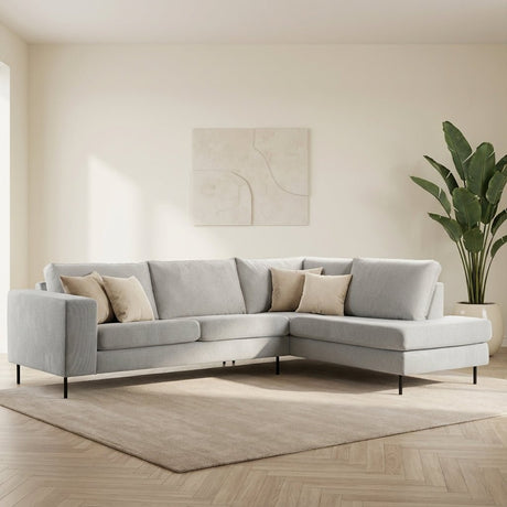 3-zits hoekbank Espen stof beige rechts sfeerfoto in modern interieur