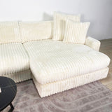 3-zits loungebank Nia ribstof beige