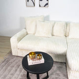 3-zits loungebank Nia ribstof beige
