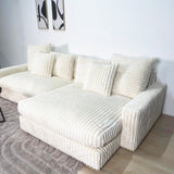 3-zits loungebank Nia ribstof beige