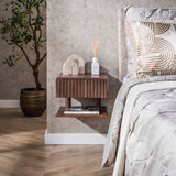 Zwevend Nachtkastje Dex Acaciahout Drift Brown 1 Lade Open Plank