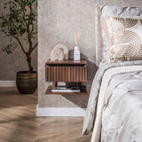 Zwevend Nachtkastje Dex Acaciahout Drift Brown 1 Lade Open Plank