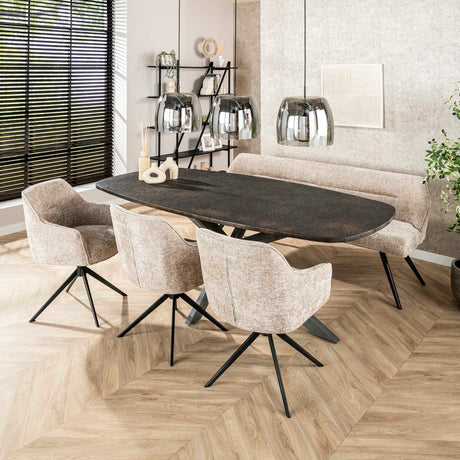 Eettafel Jax Deens Ovaal 215 cm Zwart Metallic