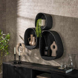 Set van 3 Wandschappen Metallic Druppel Grijs Aeris