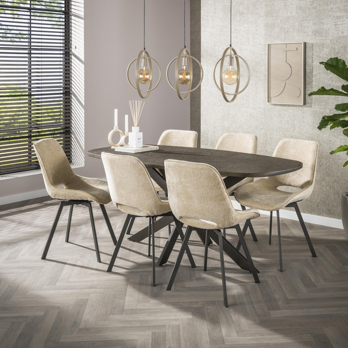 Eettafel Deens Ovaal Virello Brons Liquid Metal 180 cm