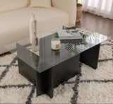 Rechthoekige Moderne Salontafel Vetroni Zwart Hout Look - Glas - 105x65 cm