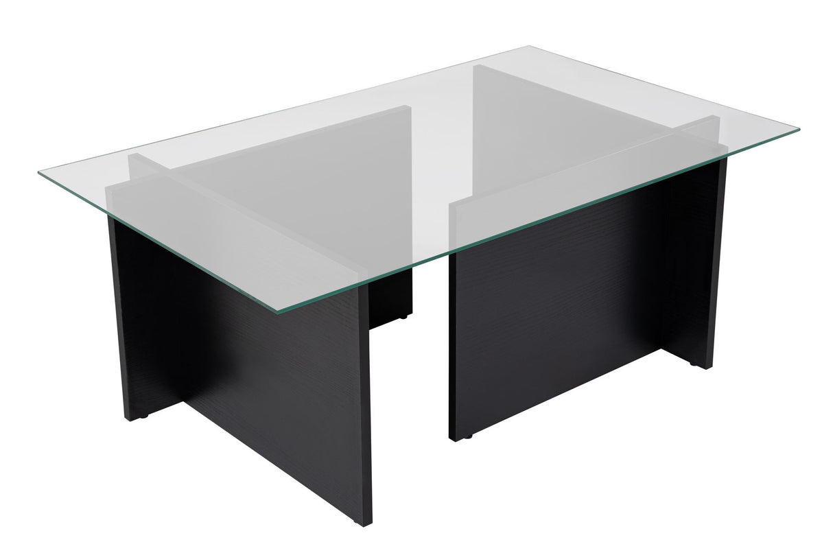 Rechthoekige Moderne Salontafel Vetroni Zwart Hout Look - Glas - 105x65 cm
