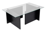 Rechthoekige Moderne Salontafel Vetroni Zwart Hout Look - Glas - 105x65 cm
