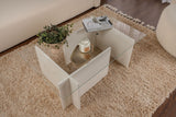 Rechthoekige Moderne Salontafel Vetroni Wit Hout Look - Glas - 105x65 cm
