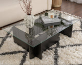 Salontafel Zwart Hout Melamine Glas Opal 105x65x30 cm