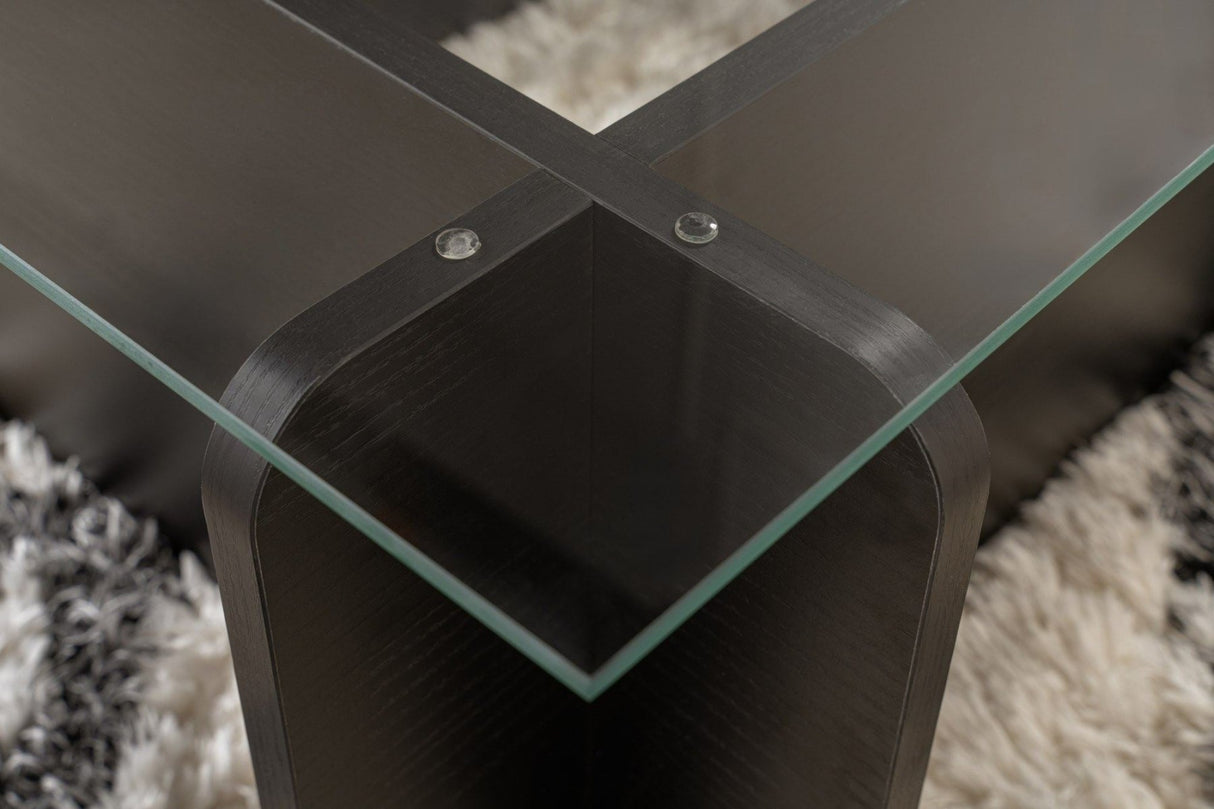 Salontafel Zwart Hout Melamine Glas Opal 105x65x30 cm