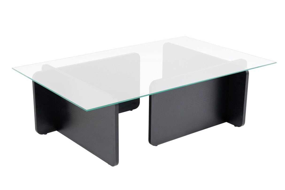 Salontafel Zwart Hout Melamine Glas Opal 105x65x30 cm