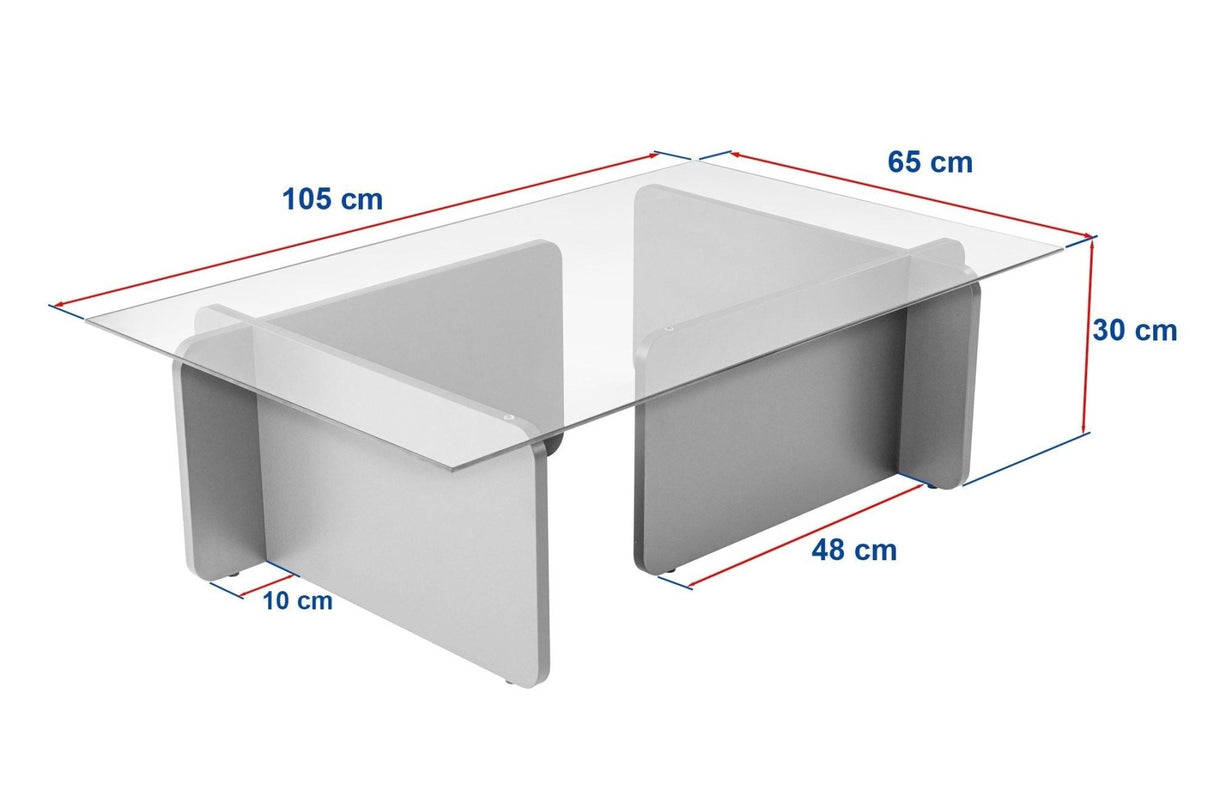 Salontafel Atlantisch Dennenhout Melamine Glas Opal 105x65x30 cm