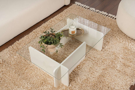 Salontafel Wit Melamine Glas Opal 105x65x30 cm