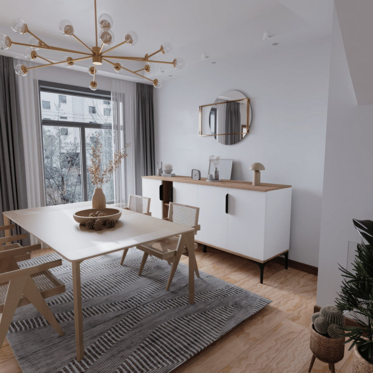 Tarz dressoir eikenlook wit 150 cm Eikenlook / Wit Gemelamineerd hout