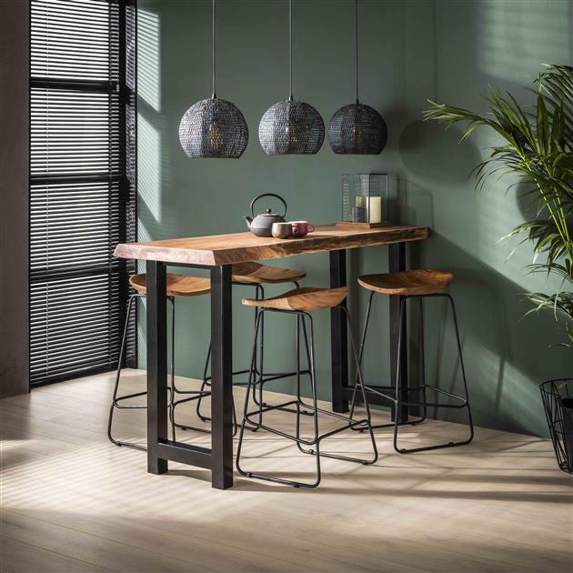Set van 4 Industriële Barkrukken Acaciahout Elly - Zithoogte 71 cm - Zonder Rugleuning