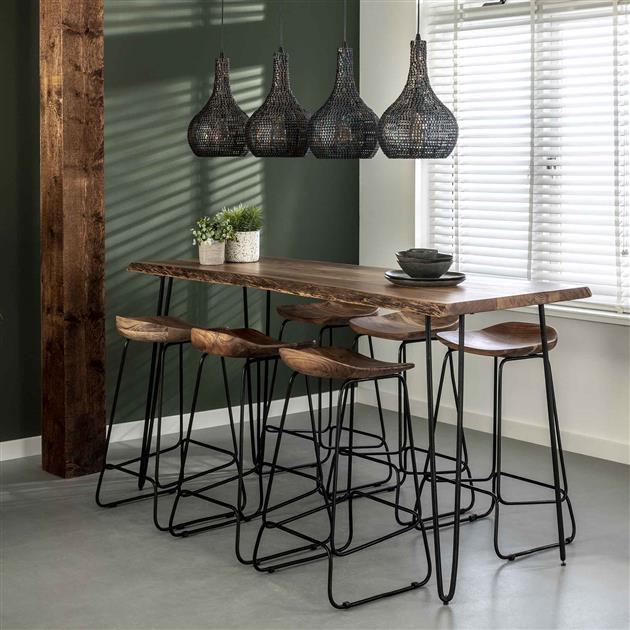 Set van 4 Industriële Barkrukken Acaciahout Elly - Zithoogte 71 cm - Zonder Rugleuning