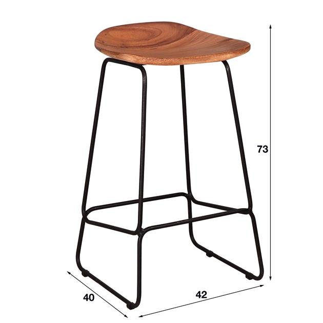 Set van 4 Industriële Barkrukken Acaciahout Elly - Zithoogte 71 cm - Zonder Rugleuning