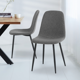 Set van 4 Scandinavische Eetkamerstoelen Grijs Bouclé Stof Swift - Zonder Armleuningen