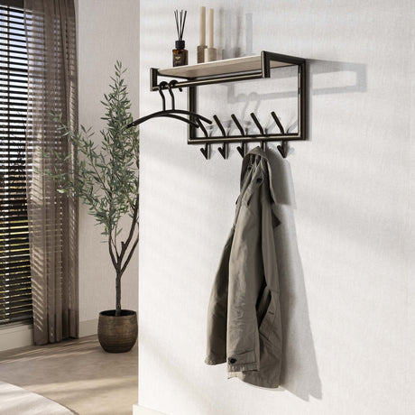 Wandkapstok Aria 2x5 haken Travertine Melamine Bronskleurig