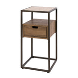 Nachtkastje met 1 lade keramiek travertin eikenhout Cady