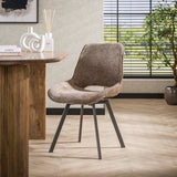 Set van 4 draaibare eetkamerstoelen Silos chenille bruin