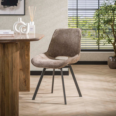 Set van 4 draaibare eetkamerstoelen Silos chenille bruin
