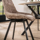 Set van 4 draaibare eetkamerstoelen Silos chenille bruin