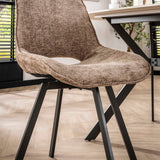 Set van 4 draaibare eetkamerstoelen Silos chenille bruin