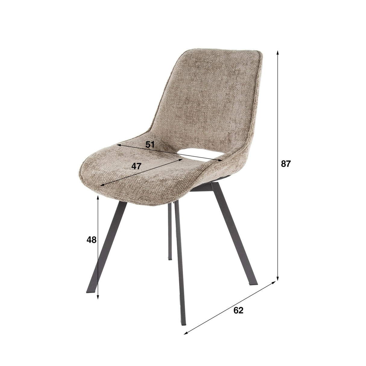 Set van 4 draaibare eetkamerstoelen Silos chenille bruin