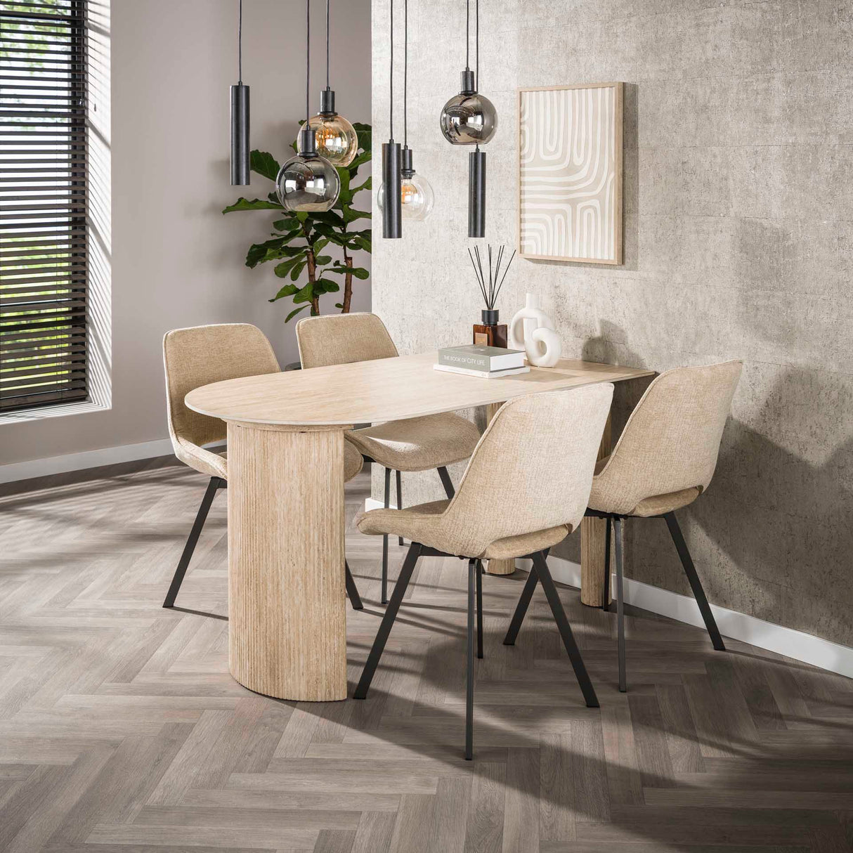 Set van 4 Eetkamerstoelen Avero draaibaar Jaroq zand