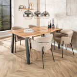 Eetkamerstoel Lola Bouclé stof Beige met ronde rug en arm