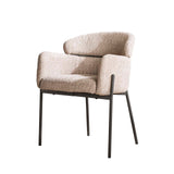 Eetkamerstoel Lola Bouclé stof Beige met ronde rug en arm