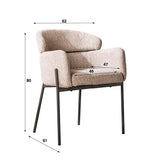 Eetkamerstoel Lola bouclé stof beige met ronde rug en arm