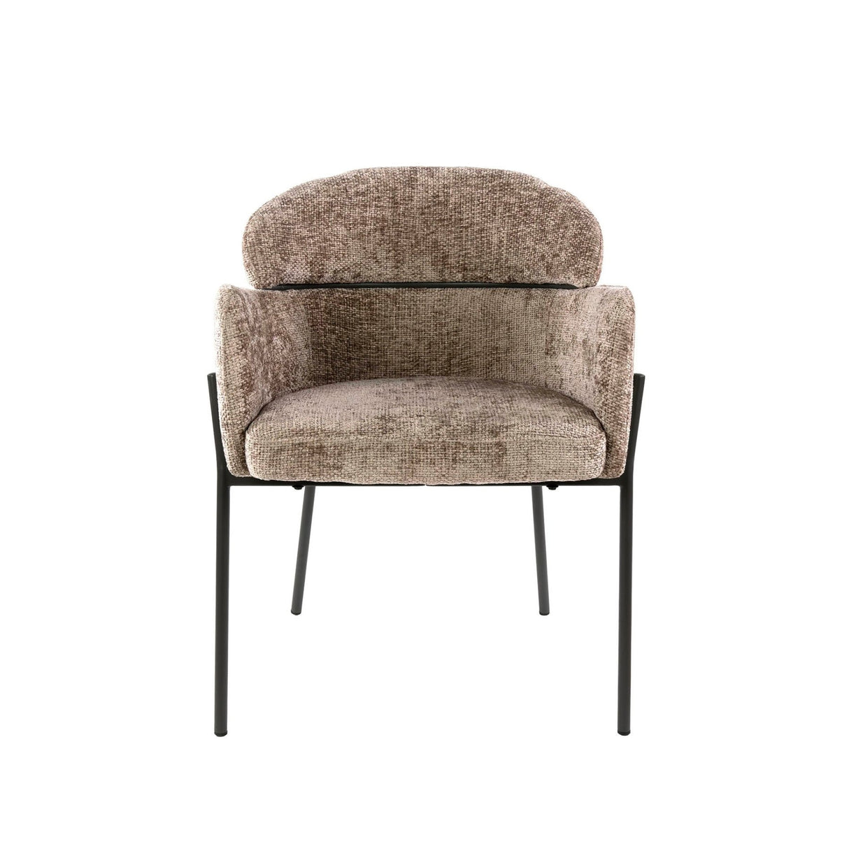 Eetkamerstoel Lola stof Champagne met ronde rug en arm